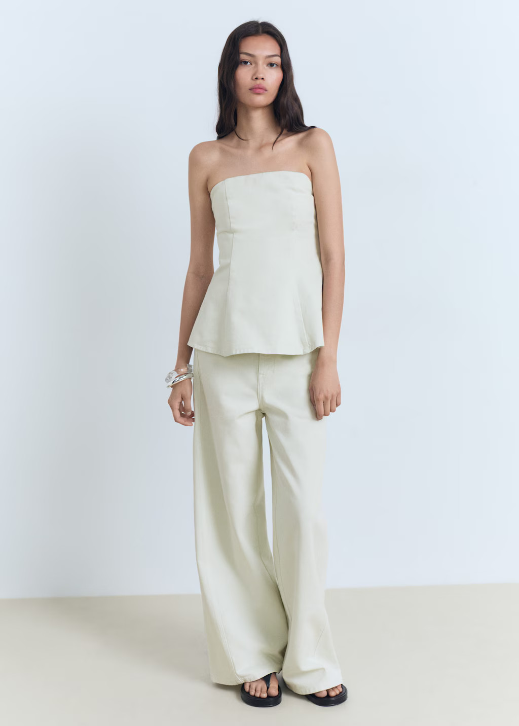 Wide leg mid-rise jeans pastel green - Woman - 10 - MANGO | Mango (US/MX/AU)