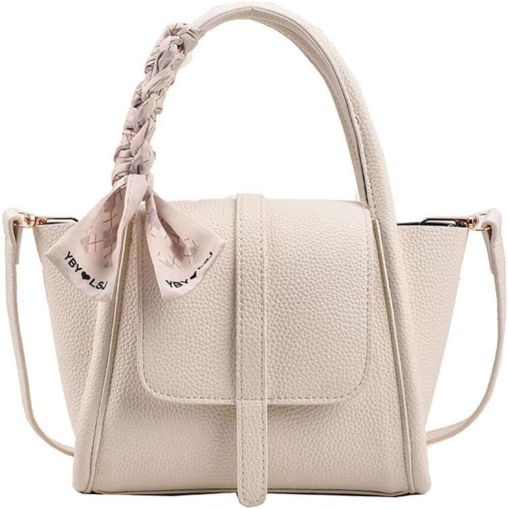 Women's Medium Handbag Designer Satchel Top Handle Bags Palm Grain Crossbody PU Leather Shoulser ... | Amazon (US)