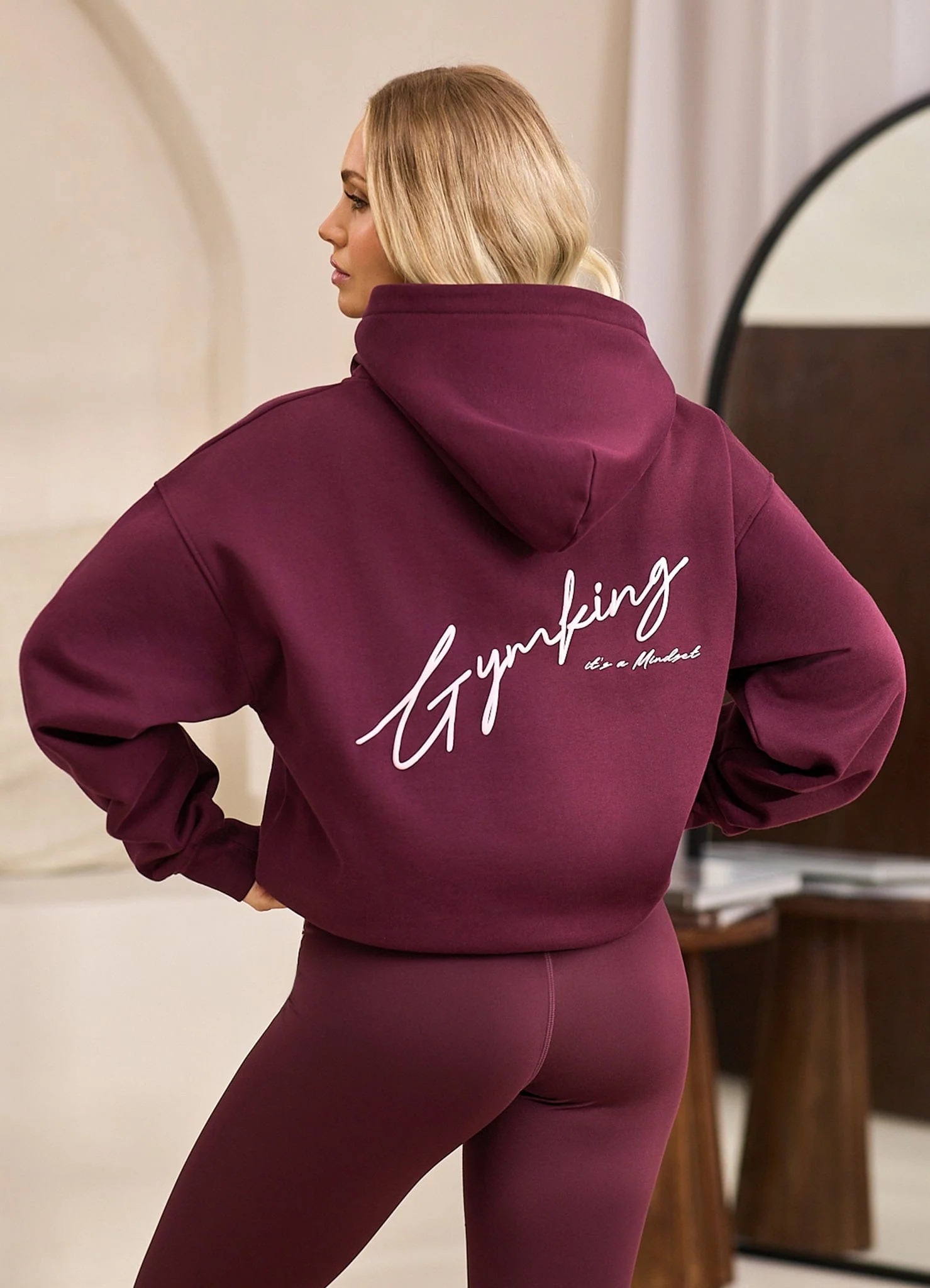 Gym King Script Mindset Hood - Dark Cherry | The Gym King (UK)