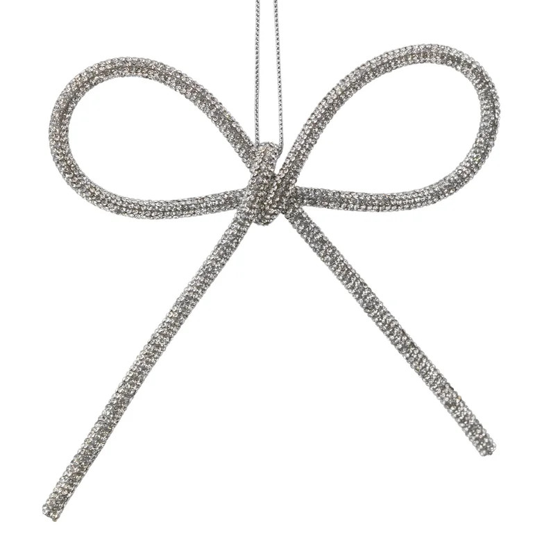 My Texas House 2-Count Silver Crystal Bow Christmas Ornaments, 6" | Walmart (US)