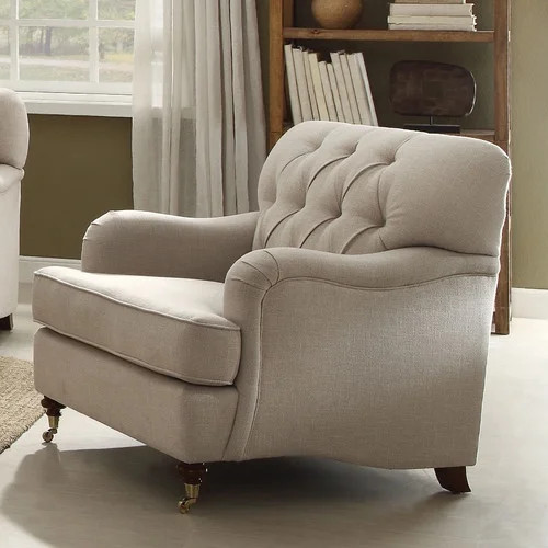 ACME Alianza Vintage Tufted Chair in Beige Upholstered Fabric | Walmart (US)