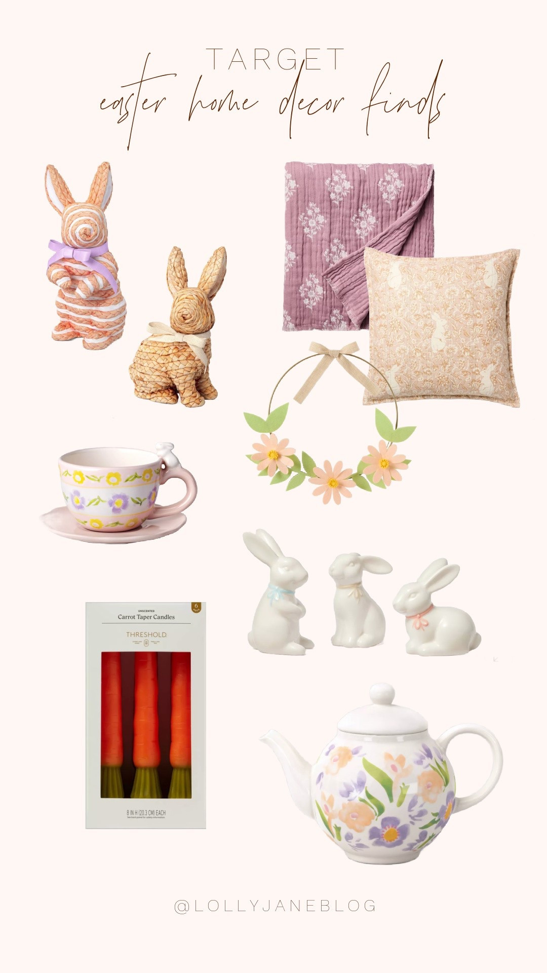 Target Easter home decor finds! 💕

🐰Spring is in the air, and Easter brunch just got a whole lot cuter! Set the perfect table with our rabbit-shaped platter for sweet treats, a floral teapot for cozy sips, and a leafy spring mug to match. Serve up fresh juice with our glass juicer, and display colorful eggs in our leafy egg holder and Easter egg cup. Add a touch of charm with a carrot-themed cutting board, a floral table runner, and woven circular placemats for that warm, rustic feel. Don’t forget a glass vase filled with spring blooms to complete the look! 🐣

Shop now and make your Easter gathering one to remember! #SpringVibes #EasterBrunch #TablescapeGoals#LTKSpringSale

#LTKSeasonal #LTKHome #LTKStyleTip