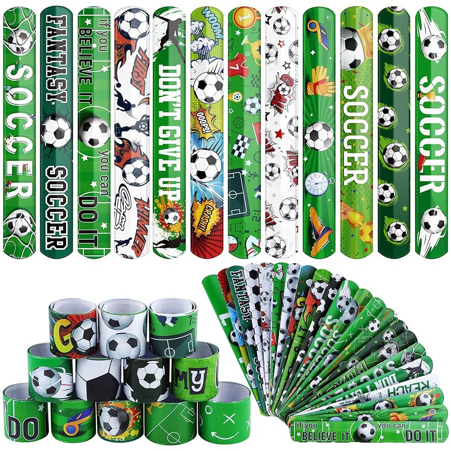 durony 48 Pieces Soccer Snap Bracelets Wristbands Sport Slap Bracelets for Soccer Party Favors Cl... | Amazon (US)
