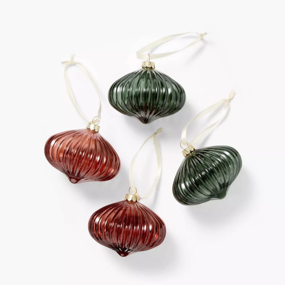 4pc Colored Glass Ornaments - Threshold™ designed with Studio McGee | Target