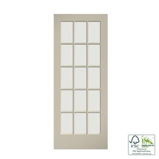 eightdoors 30 in. x 80 in. Clear Glass 15-Lite True Divided White Finished Solid French Interior ... | The Home Depot