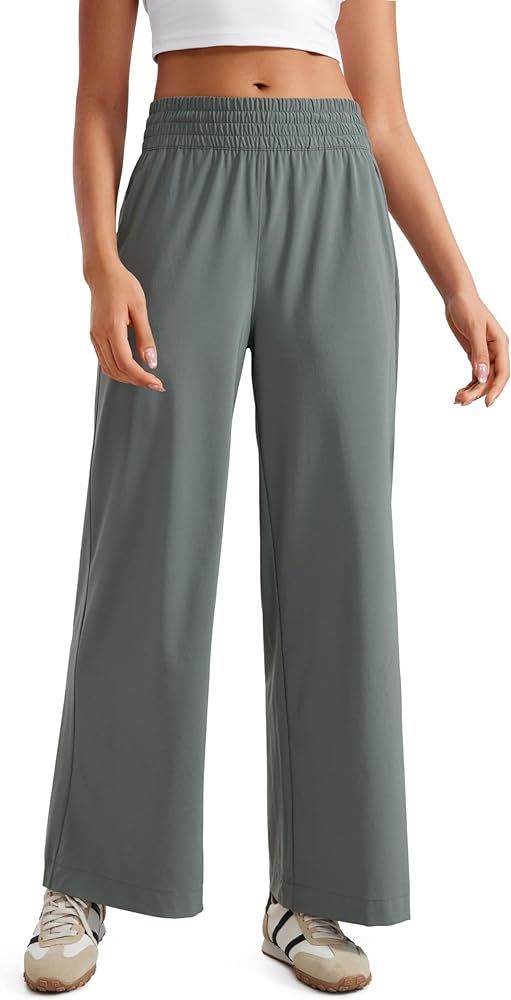 CRZ YOGA Lightweight Wide Leg Pants for Women 30" High Waisted Casual Lounge Travel Work Pants wi... | Amazon (US)