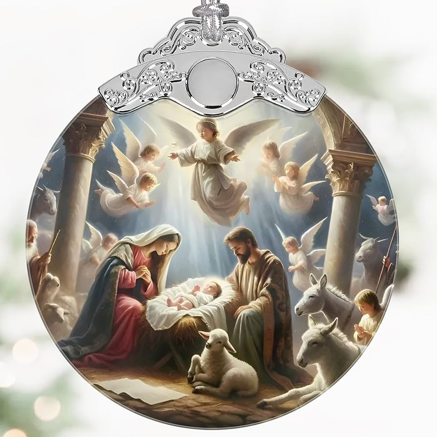 Nativity Christmas Ornaments, 3" Stained Glass Christmas Decor, Christian Ornaments for Christmas... | Amazon (US)