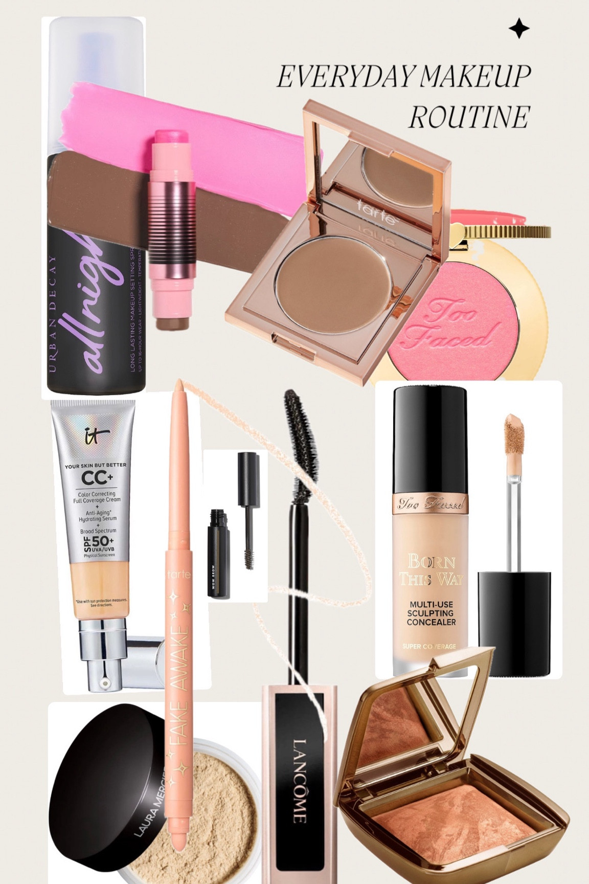 everyday makeup routine. It cosmetics is on sale right now! 

Shades:
It cosmetics: light 
Too faced concealer: swan
Tops faced blush: golden hour 
Dibs Duo stick: pink cosmos 
Elf wow brow gel: natural brown 

#LTKParties #LTKBeauty #LTKFindsUnder50