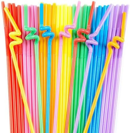 100PCS 12.6 inch Extra Long Colorful Plastic Straws Disposable,Bendy Straws Drinking Plastic,Part... | Amazon (US)