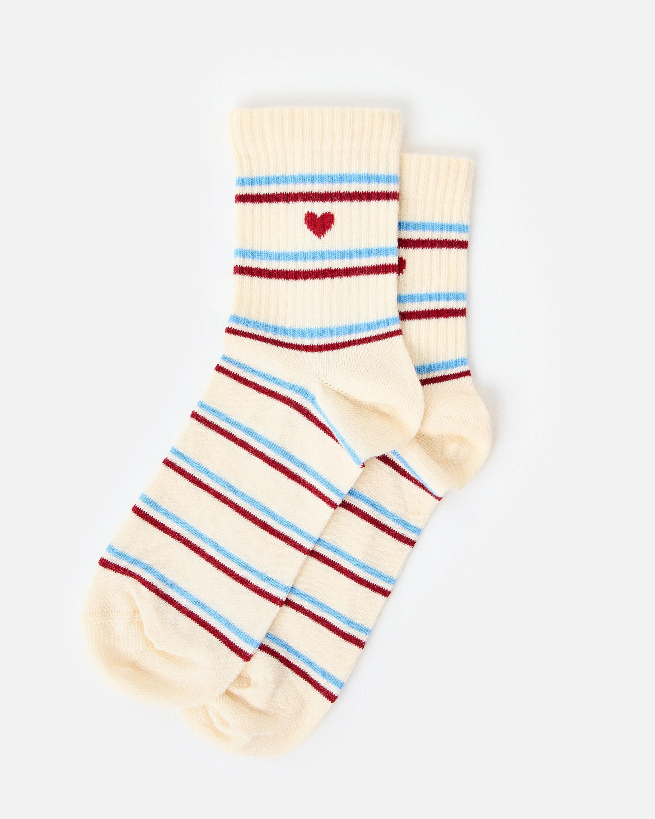 Blue & Red Striped Heart Ankle Socks | Oliver Bonas (Global)