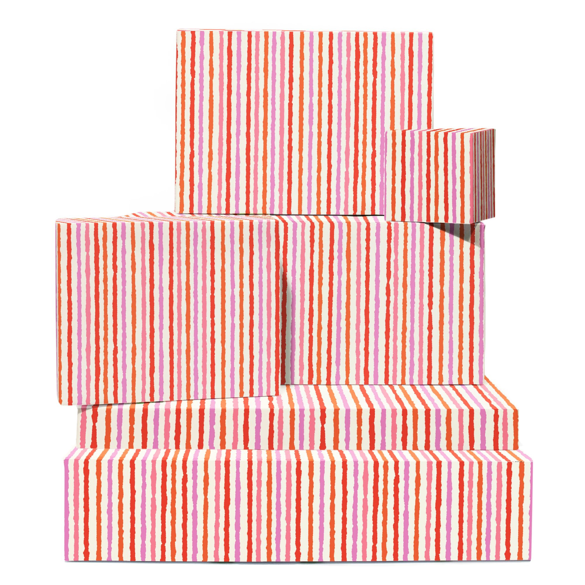 CENTRAL 23 Striped Wrapping Paper For Women - 6 Sheets Of Gift Wrap - White Pink And Red Striped ... | Amazon (US)