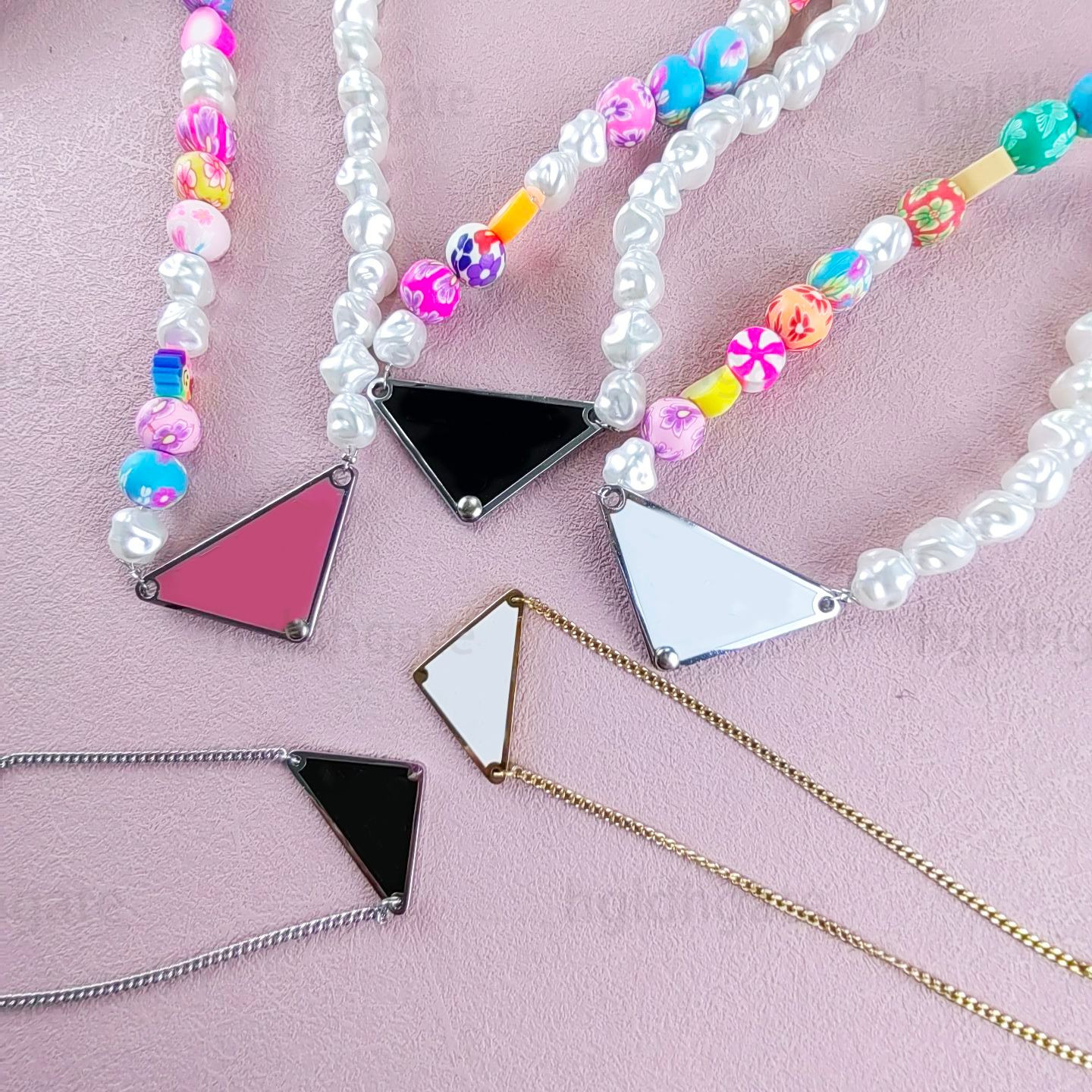 Designer necklace triangle pendant necklace designer for women beaded necklace gold color link ch... | DHGate