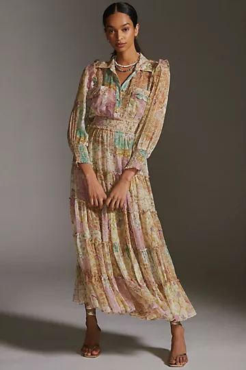 MISA Los Angeles V-Neck Buttonfront Maxi Dress | Anthropologie (US)