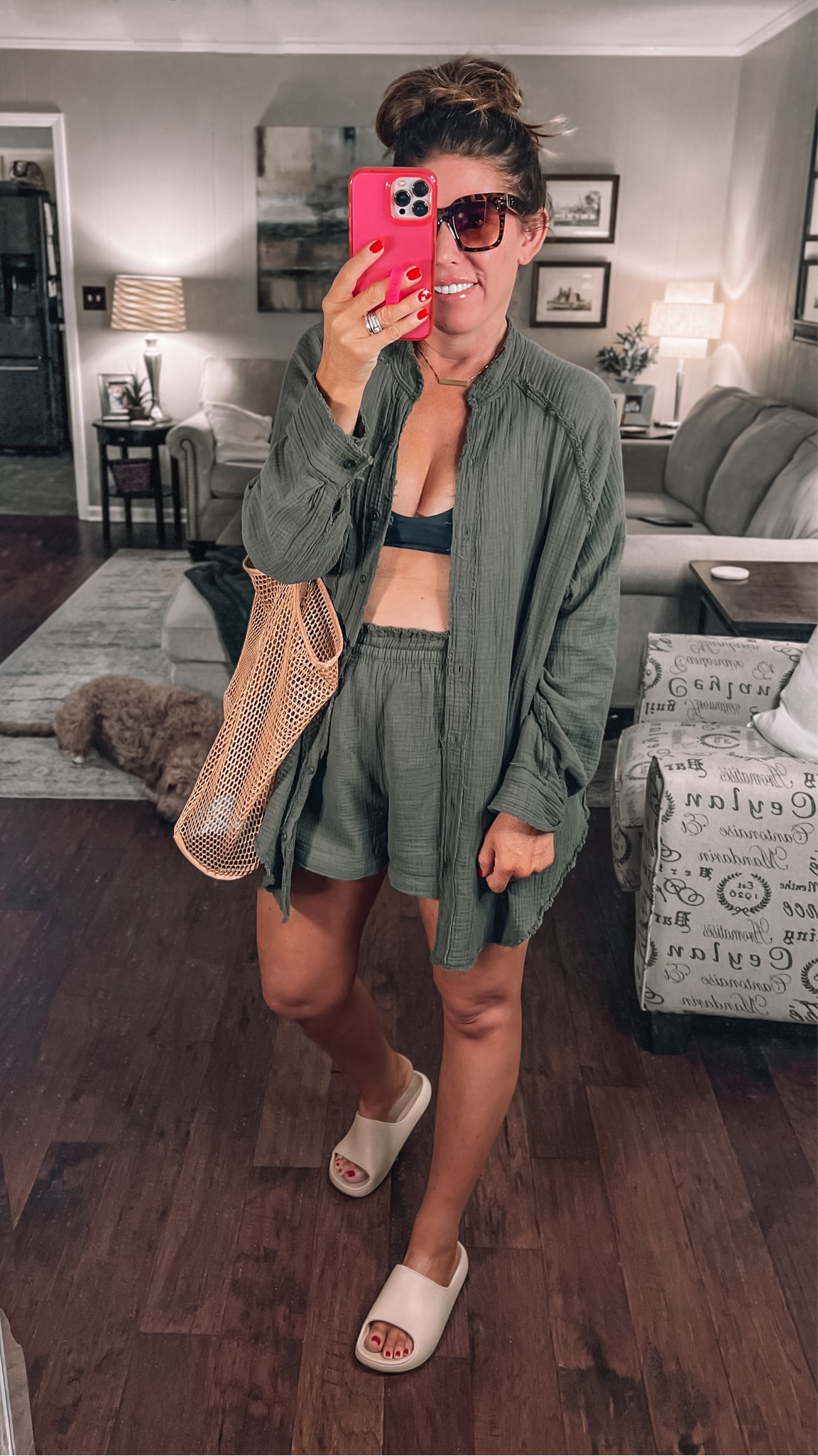 Pool day outfit inspo 

Aerie pool to party coverup and shorts, both on sale!
Becca high rise bottoms
Target slides
Amazon sunglasses
Amazon mesh beach tote



#LTKswim #LTKitbag #LTKstyletip