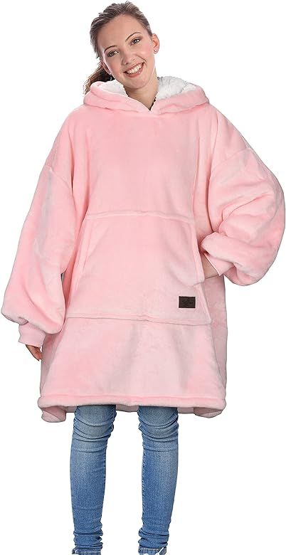 Catalonia Kid's Oversized Wearable Blanket Hoodie Sweatshirt, Comfortable Sherpa Fleece Pullover for | Amazon (US)