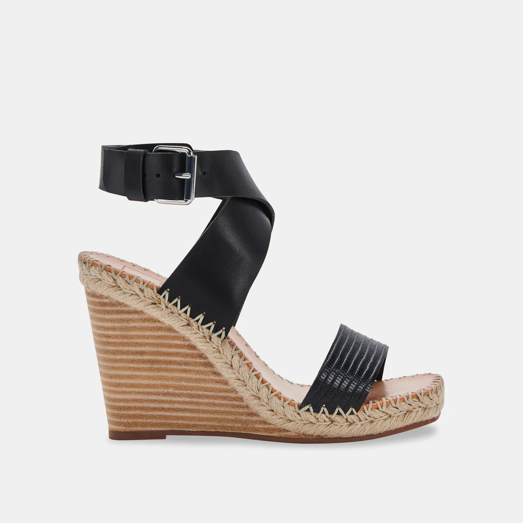 NEZZA WEDGES BLACK LEATHER | DolceVita.com