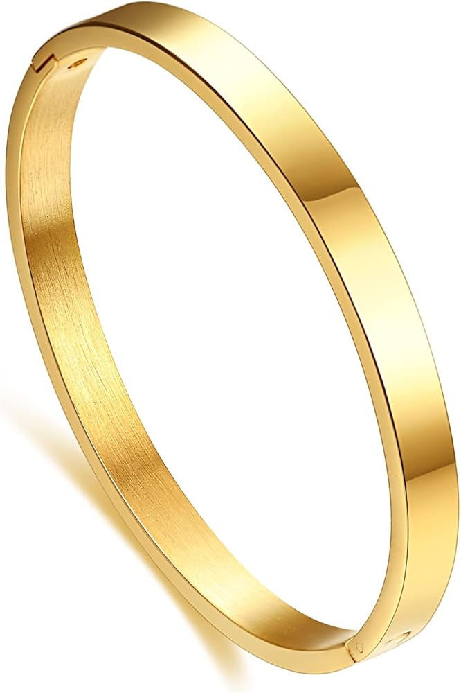 MYNENEY Rose Gold/Gold/Silver Titanium Stainless Steel Pave Cubic Zironia Simulate Diamond Stacka... | Amazon (US)