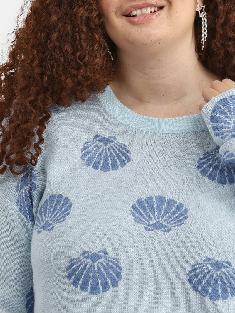 No Boundaries Intarsia Knit Top Coverup with Long Sleeves, Women's | Walmart (US)