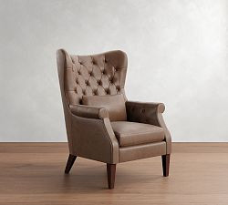 Champlain Tufted Roll Arm Leather Chair | Pottery Barn (US)
