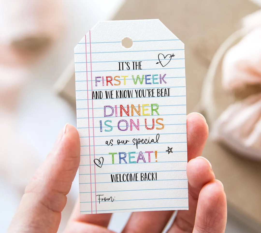 Dinner is on Us as Our Special Treat Tag, Printable First Week of School Favor Tags, Notepad Back... | Etsy (US)
