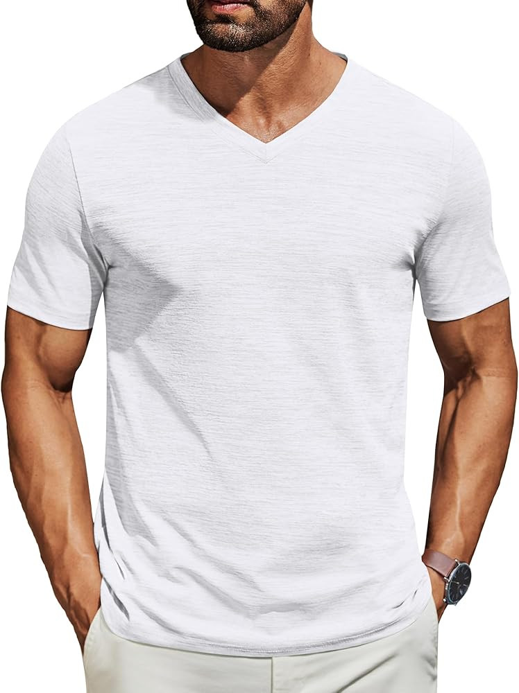 COOFANDY Men's T Shirts Short Sleeve Classic V Neck T-Shirt Casual Summer Basic Tee Shirt | Amazon (US)