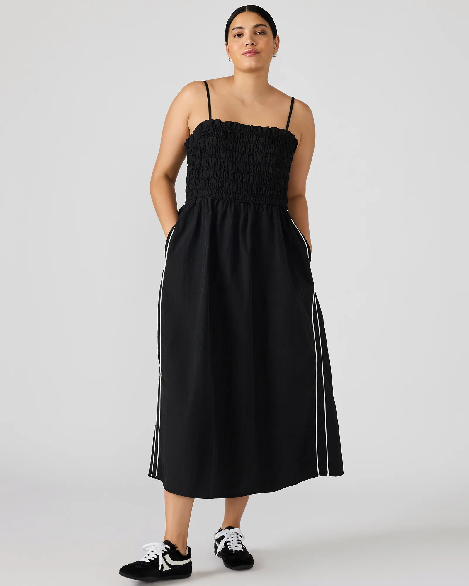 KIT Dress Black/White Flowy Smocked Striped Maxi Dress | Steve Madden (US)
