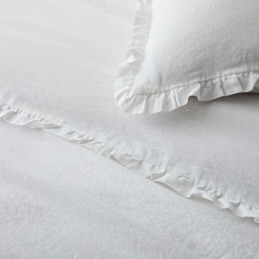 European Flax Linen Ruffle Duvet Cover &amp; Shams | West Elm (US)