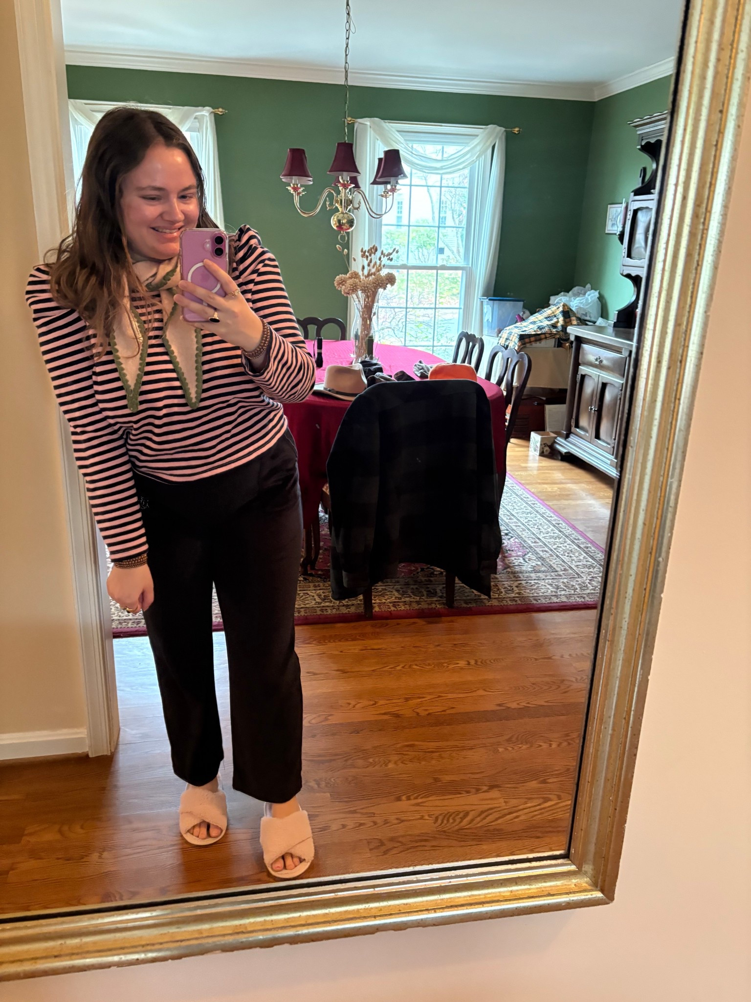 November 20, 2025 OOTD! 

Striped Sweatershirt • Striped Shirt • Stripes • Striped Pullover • Neck Scarf 

#LTKMidsize #LTKootd #LTKPetite