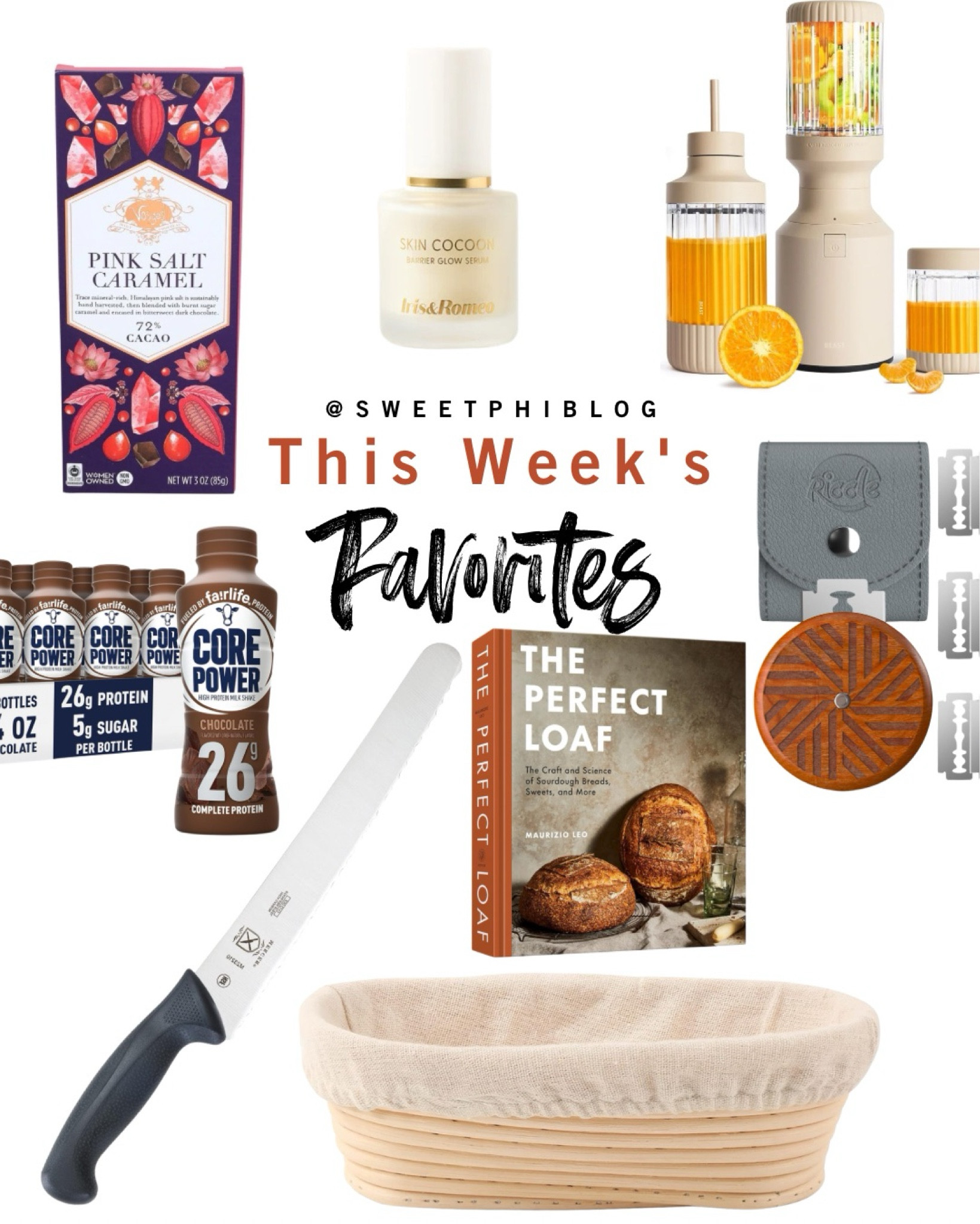 This weeks favorites- including a new protein drink, a mini blender, a new face oil, and sourdough tool restock!