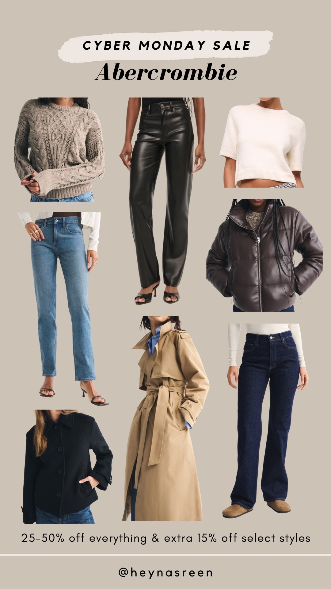 Cyber Monday Sale: Abercrombie! Get 25-50% off everything + an extra 15% off select styles. So many amazing deals on my favorite fall & winter finds!

#LTKFindsUnder100 #LTKSaleAlert #LTKCyberWeek