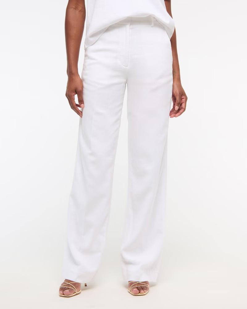 Women's Tailored Linen-Blend Wide Leg Pant | Women's New Arrivals | Abercrombie.com | Abercrombie & Fitch (US)