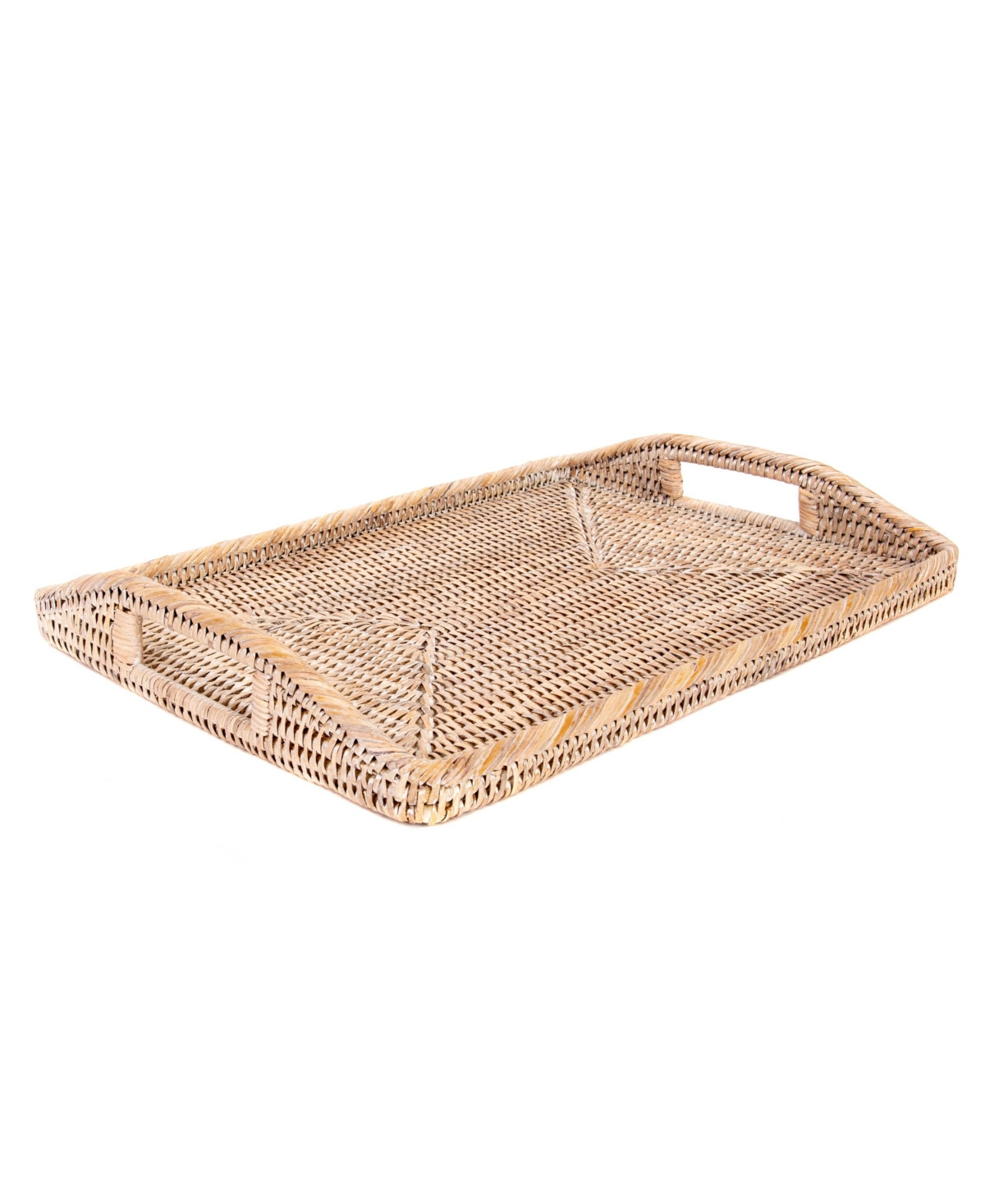 Artifacts Trading Company Artifacts Rattan Rectangular Serving Tray With High Handles - White wash | Macy's