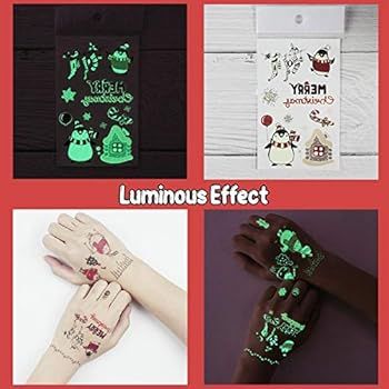 Partywind 10 Sheets Luminous Christmas Temporary Tattoos for Kids Stocking Stuffers, Christmas Pa... | Amazon (US)