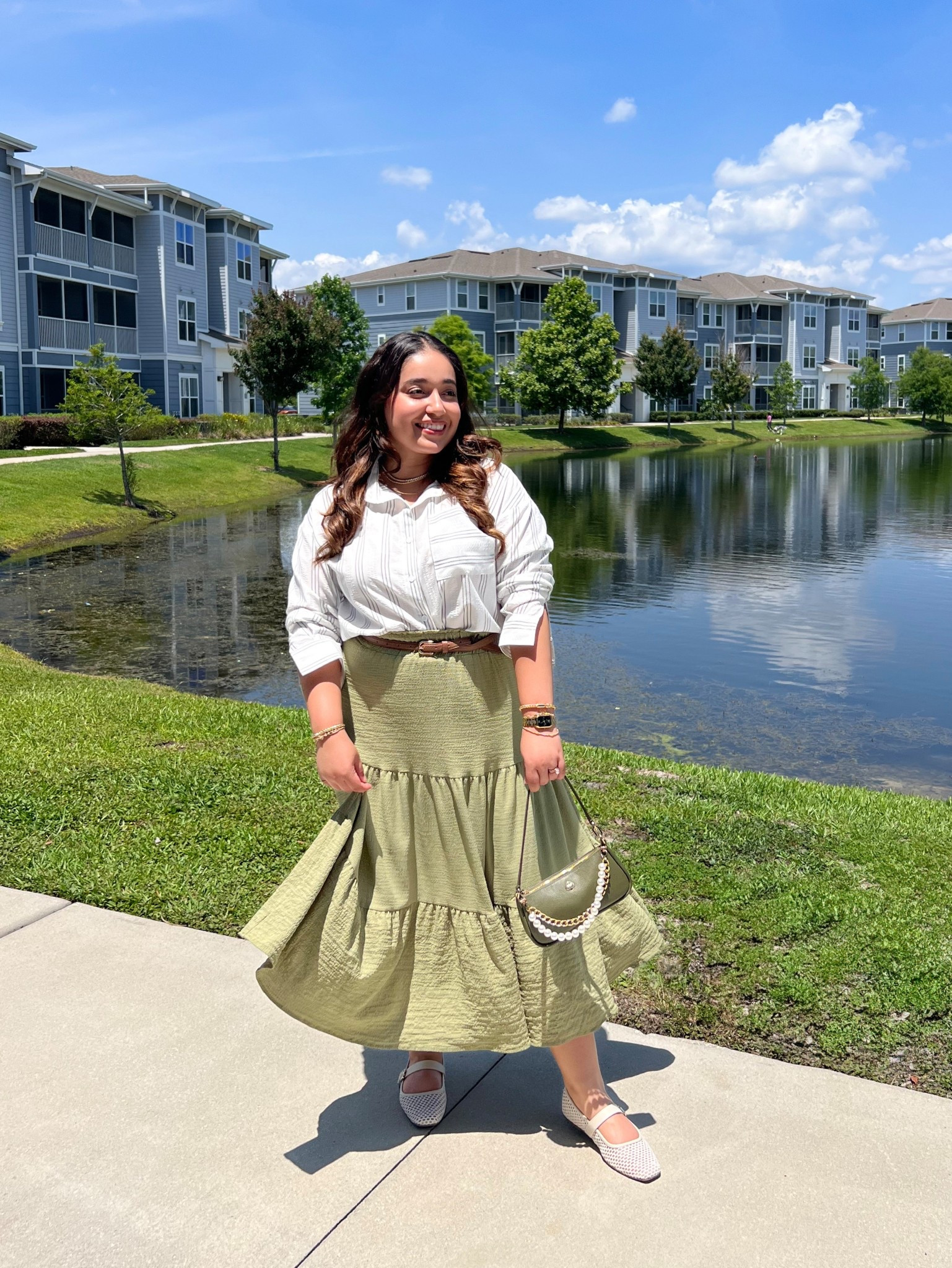 Sunday outfit idea for this 101 degree weather 🥵.

I was stuck on what to wear today and knew I wanted to wear green, so I asked ChatGPT to help me pull a look together — (ChatGPT is such a helpful tool, I use it daily 🤭.) I ended up loving this outfit — it’s simple, comfy, and I love how the bag compliments the skirt. What should I try styling next?💚✨👜
.
.
.
Search 🔍: Summer outfit ideas, Amazon outfit, Shein outfit, Tjmax finds, Kate spade purse, Sundays Best, Midsize outfit ideas, Petite outfits, Midi Skirt outfit

#LTKPetite #LTKMidsize #LTKFindsUnder50