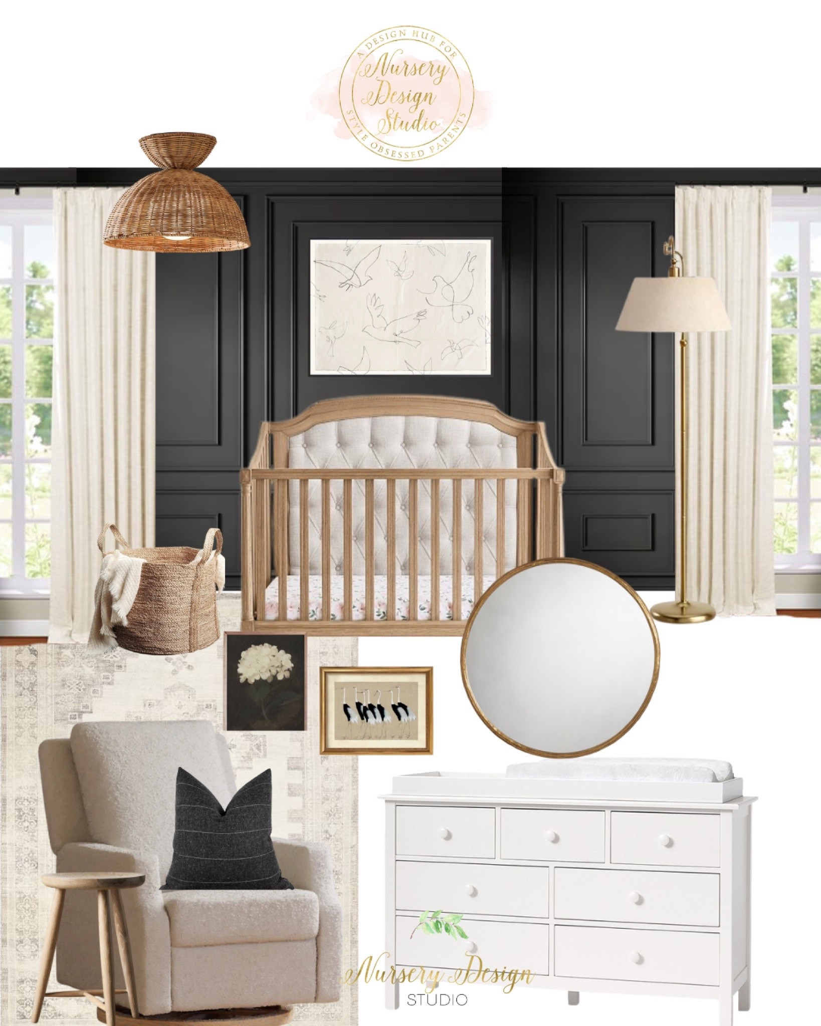 Moody black nursery, baby crib, glider, dressier changing table 

#LTKbaby #LTKbump #LTKhome
