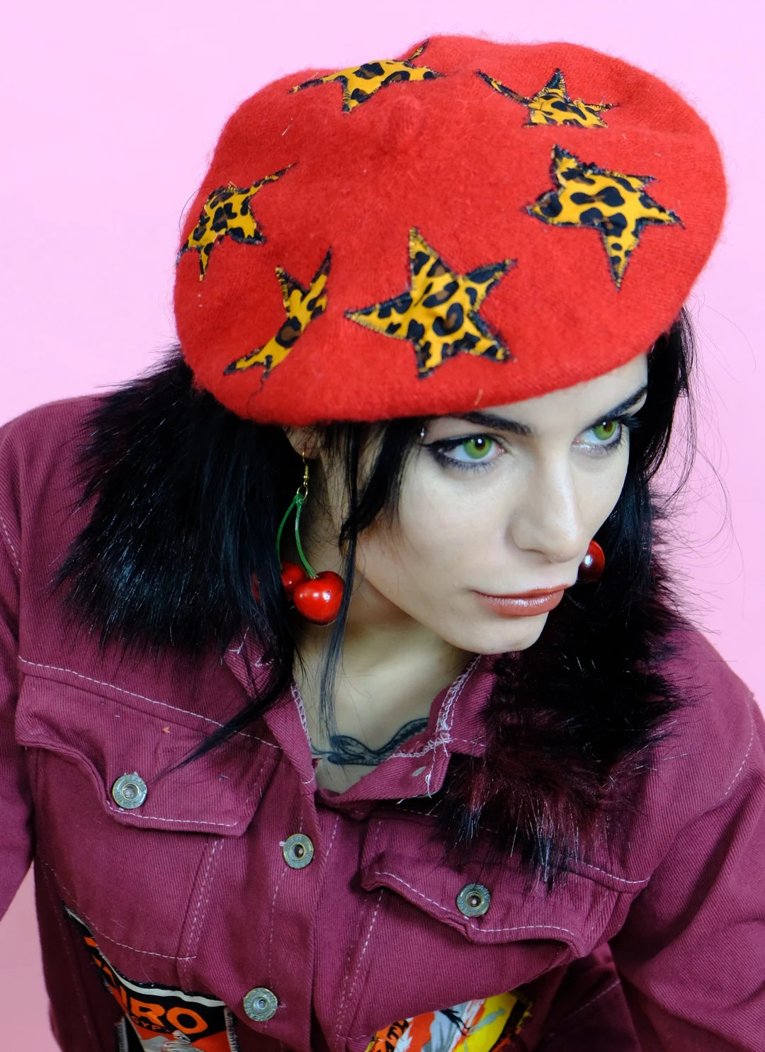 Zero waste Red Leopard beret | Etsy (US)