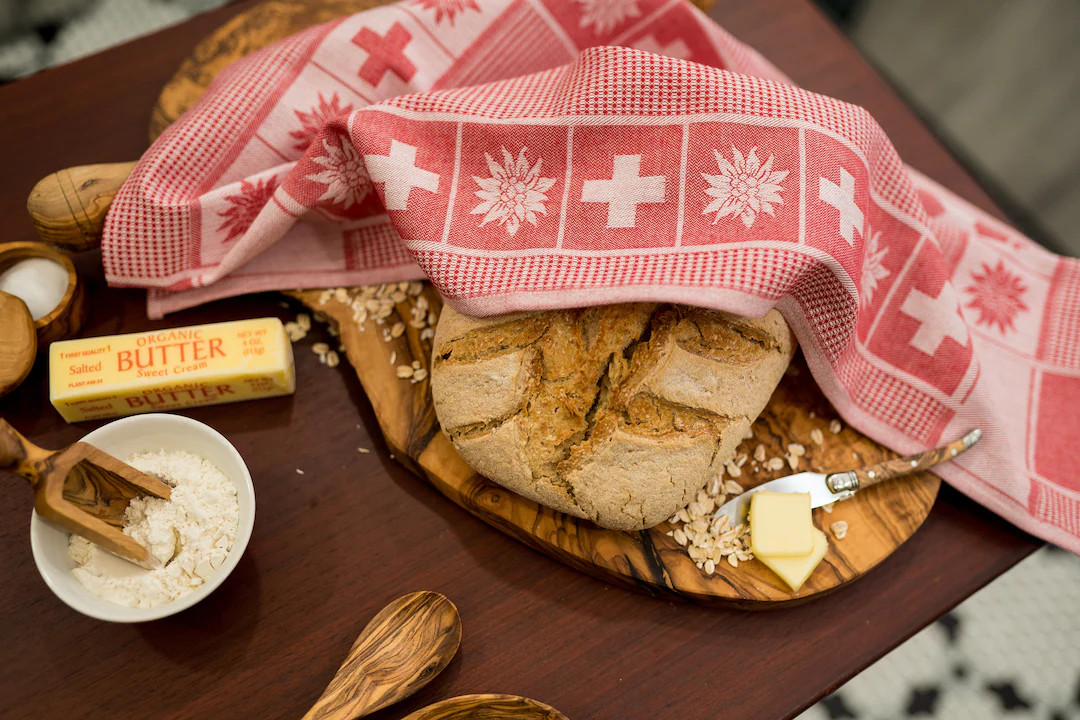 Swiss Cross Edelweiss Jacquard Kitchen Tea Towel Swiss Cross Decor Cotton Dish Cloth Suisse Alps ... | Etsy (US)