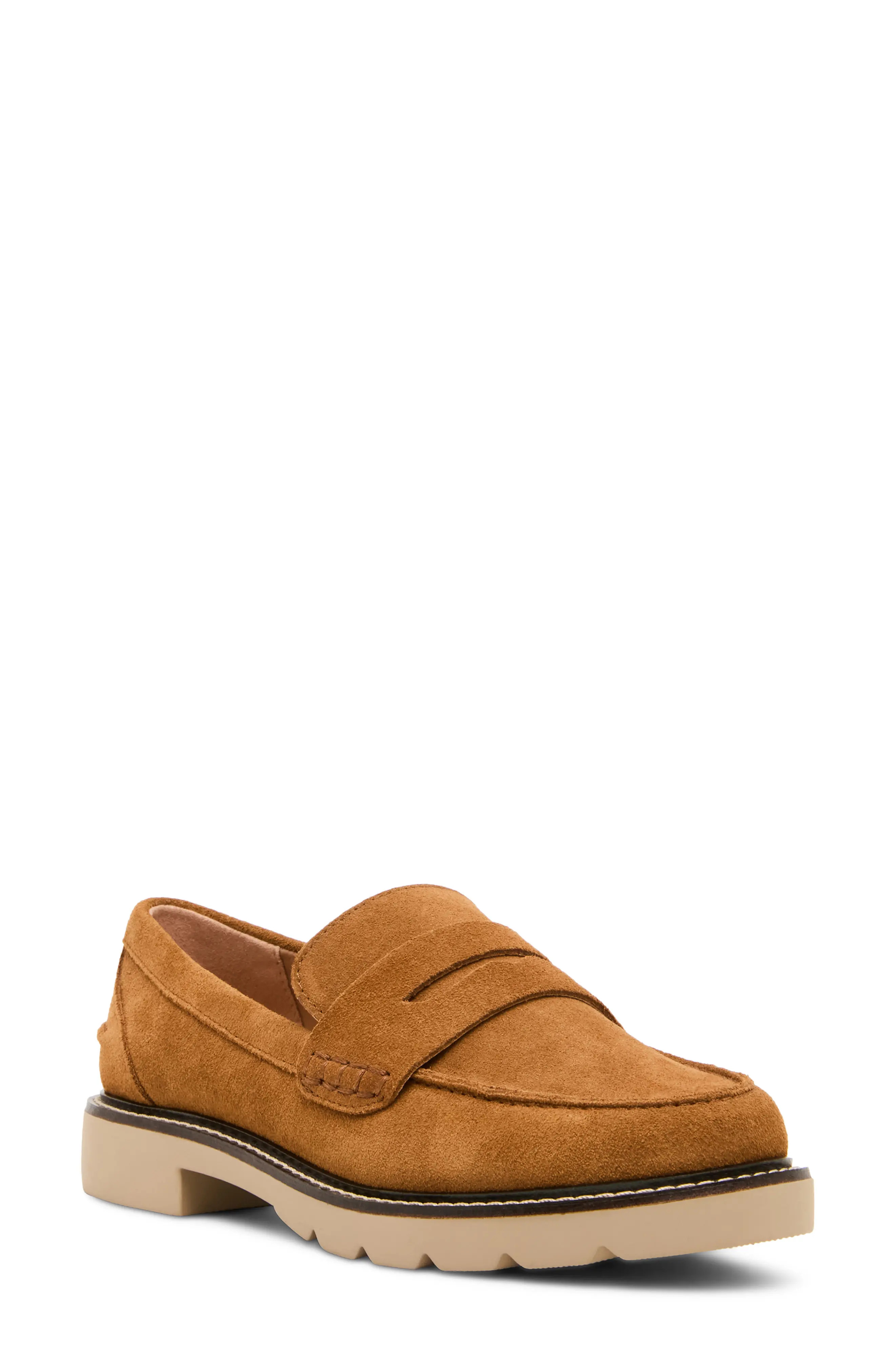 Blondo Waterproof Penny Loafer in Taupe Suede at Nordstrom, Size 8 | Nordstrom