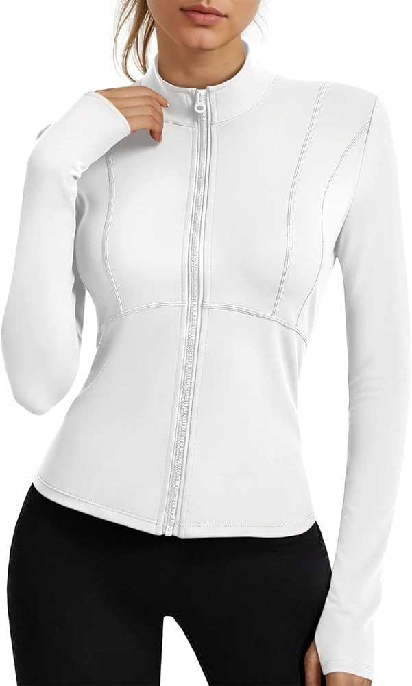Fisoew Womens Long Sleeve Workout Jackets Zip Up UPF 50+ Lightweight Slim Athletic Running Hiking... | Amazon (US)