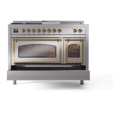 ILVE Nostalgie II Noblesse 48 inch Dual Fuel Range (5 Sealed Burners + Griddle + French Top, Triple Glass Door) | Wayfair North America