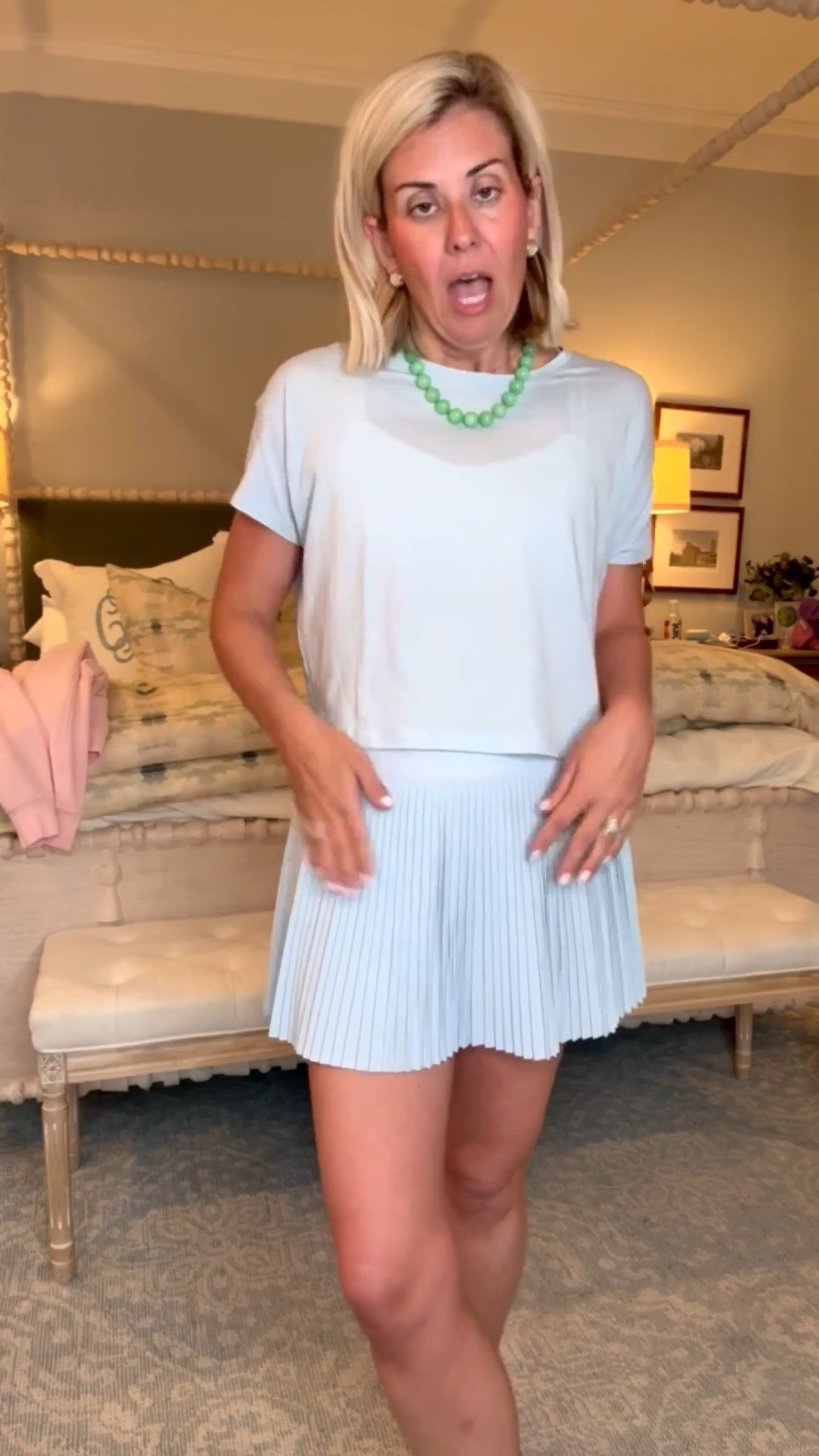 Yall, if I’m wearing athletic wear then I’m going to make it cute! ￼
Tee & Bra - 4
Skirt - 6 (could prob do 4)
Sneaker - 8 tts 
Scuba - xs/s

#LTKfitnessgoals #LTKdayinmylife #LTKmomlife