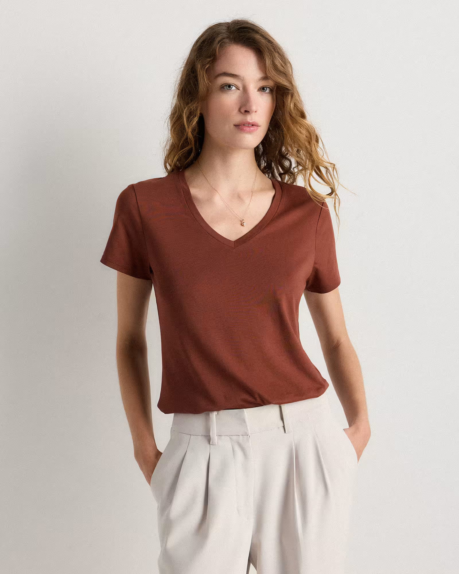 Cotton Modal V-Neck Tee | Quince