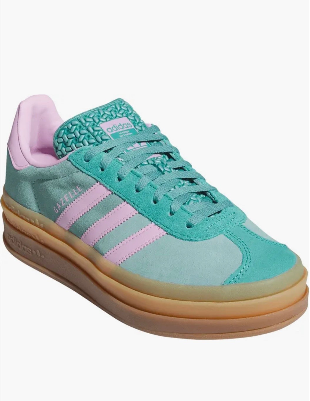Aqua and pink platform Adidas sneakers 