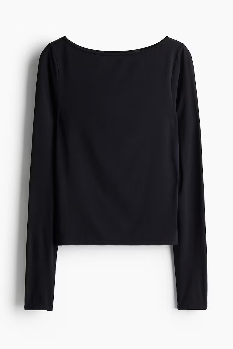 Seamless Sports top in DryMove™ - Black - Ladies | H&M GB | H&M (UK, MY, IN, SG, PH, TW, HK)