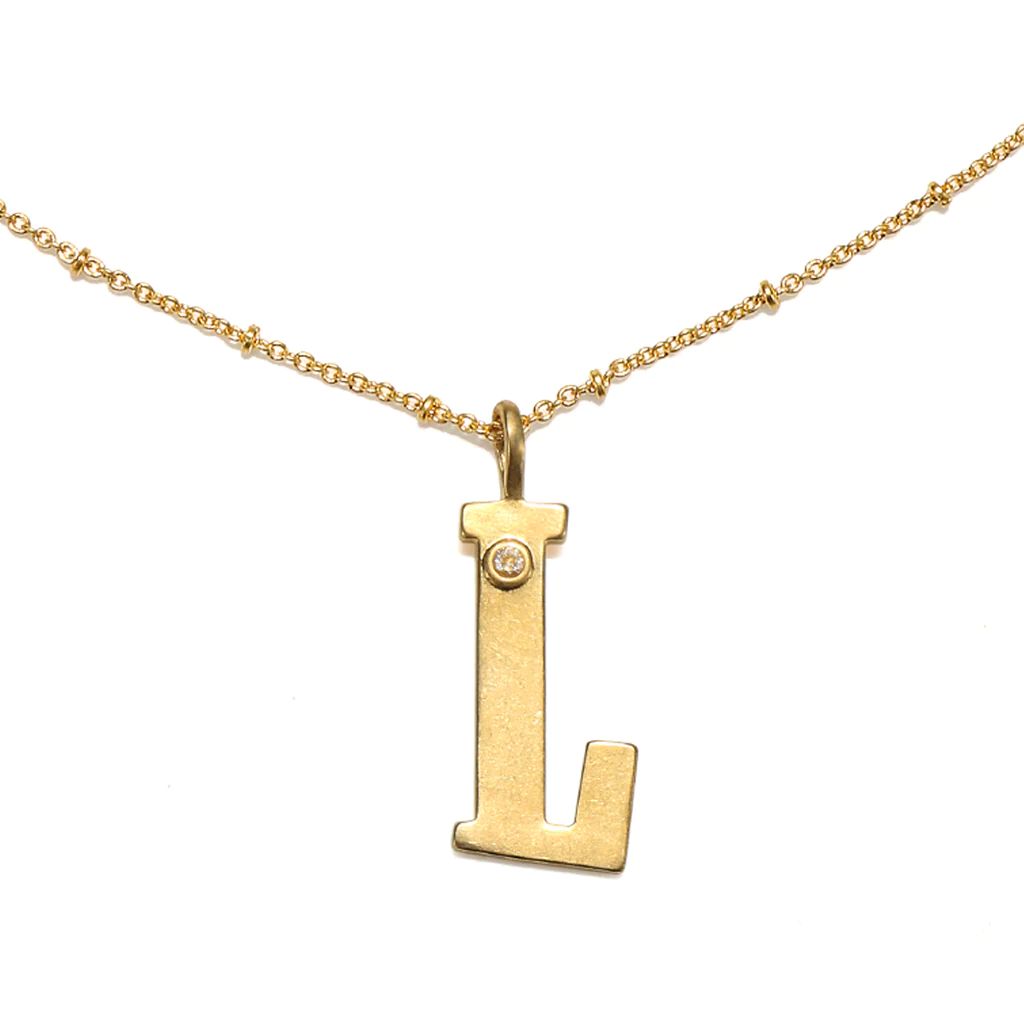 "L" Block Initial Talisman Necklace | Sequin