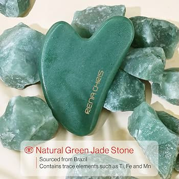 Rena Chris Gua Sha Facial Tools, Natural Jade Stone Guasha, Manual Massage Sticks for Jawline Scu... | Amazon (US)