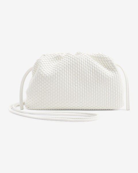 White Faux Leather Woven Crossbody | Express