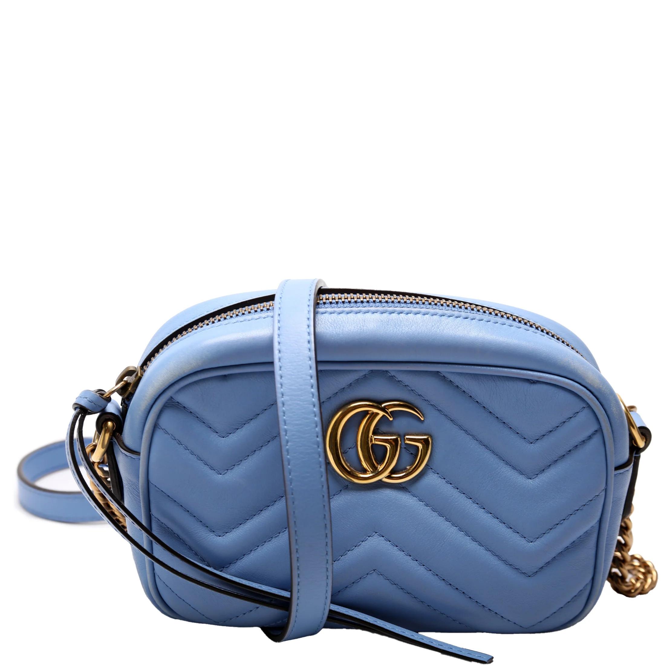 448065 Marmont Mini Camera Bag Blue | Keeks Designer Handbags
