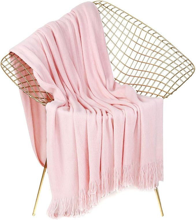 LEEVAN Luxury Super Soft Throw Blanket Lightweight Cozy & Warm Acrylic Blanket with Decorative Ta... | Amazon (US)