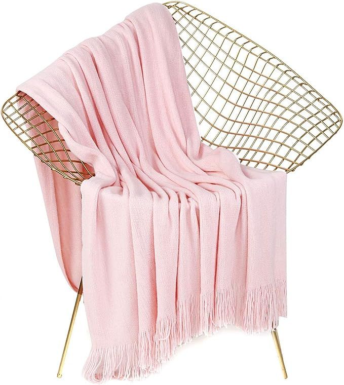 LEEVAN Luxury Super Soft Throw Blanket Lightweight Cozy & Warm Acrylic Blanket with Decorative Ta... | Amazon (US)